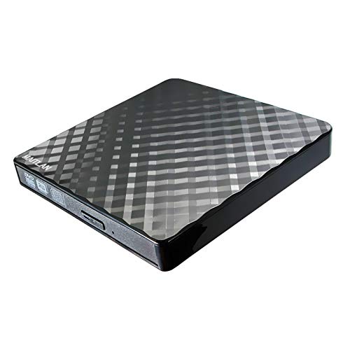 Pop-Up Portable USB 3.0 External DVD CD Drive for Alienware M15 M 15 Area 51m 51 Aurora R7 M17 17 R5 AW3418DW R8 Gaming Laptop PC, Double Layer 8X DVD RW RAM 24X CD-R Burner Black Plaid Pattern