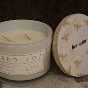 Sand + Fog Tahitian Vanilla Candle in a Glass Jar with Wood Lid - 12 oz.