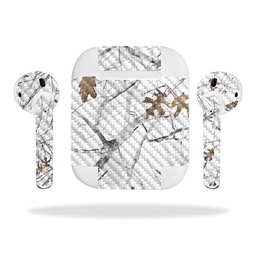 MightySkins Carbon Fiber Skin for Apple Airpods - Artic Camo | Protective, Durable Textured Carbon Fiber Finish | Easy to Apply, Remove, and Change Styles | Made in The USA