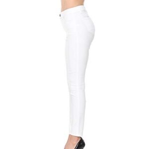 Wax Denim Women's Juniors Push-Up High-Rise Colored Twill Pants (7, White)