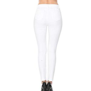 Wax Denim Women's Juniors Push-Up High-Rise Colored Twill Pants (7, White)
