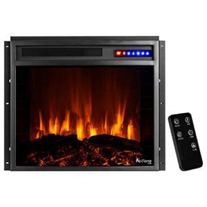 e-flame usa jackson 25"x21" led electric fireplace stove insert with remote - 3d logs and fire (black)