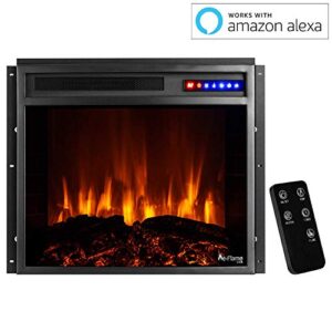e-Flame USA Jackson 25"x21" LED Electric Fireplace Stove Insert with Remote - 3D Logs and Fire (Black)