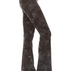 Leggings Depot Womens Flared Casual, Work, Lounge Palazzo Pants Gray Camouflage - Medium