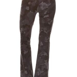 Leggings Depot Womens Flared Casual, Work, Lounge Palazzo Pants Gray Camouflage - Medium