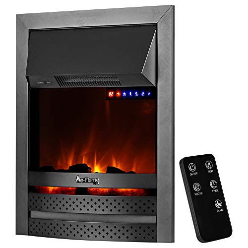 e-Flame USA Abbotsford 23"x19" LED Electric Fireplace Stove Insert with Remote - 3D Logs and Fire (Black)