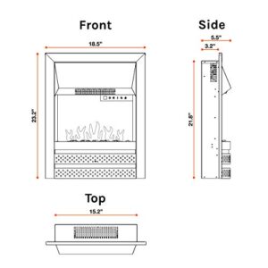 e-Flame USA Abbotsford 23"x19" LED Electric Fireplace Stove Insert with Remote - 3D Logs and Fire (Black)