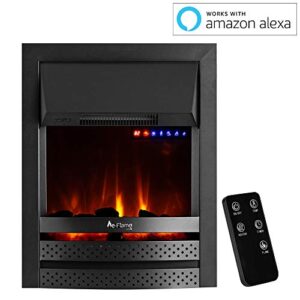 e-Flame USA Abbotsford 23"x19" LED Electric Fireplace Stove Insert with Remote - 3D Logs and Fire (Black)