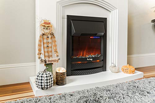 e-Flame USA Abbotsford 23"x19" LED Electric Fireplace Stove Insert with Remote - 3D Logs and Fire (Black)