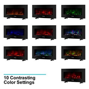 e-Flame USA Sundance Curved Wall Mounted or Freestanding LED Electric Fireplace with Remote - Adjustable, Timer, Remote - 34-inch