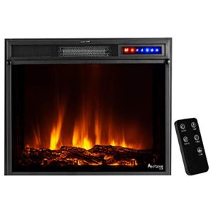 e-flame usa breckenridge 25"x20" led electric fireplace stove insert with remote - 3d logs and fire (black)