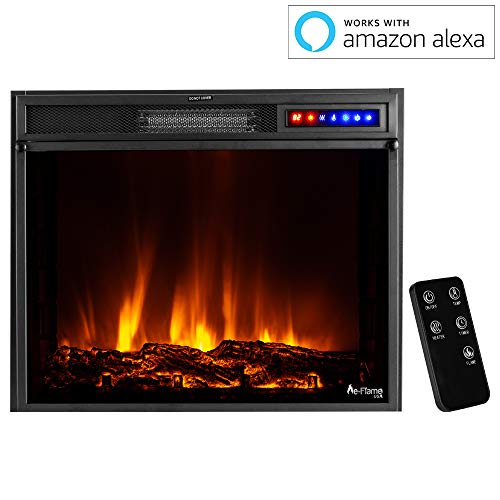 e-Flame USA Breckenridge 25"x20" LED Electric Fireplace Stove Insert with Remote - 3D Logs and Fire (Black)