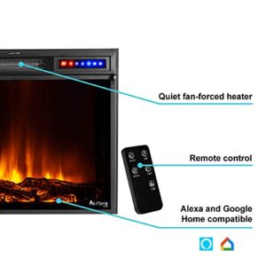 e-Flame USA Breckenridge 25"x20" LED Electric Fireplace Stove Insert with Remote - 3D Logs and Fire (Black)