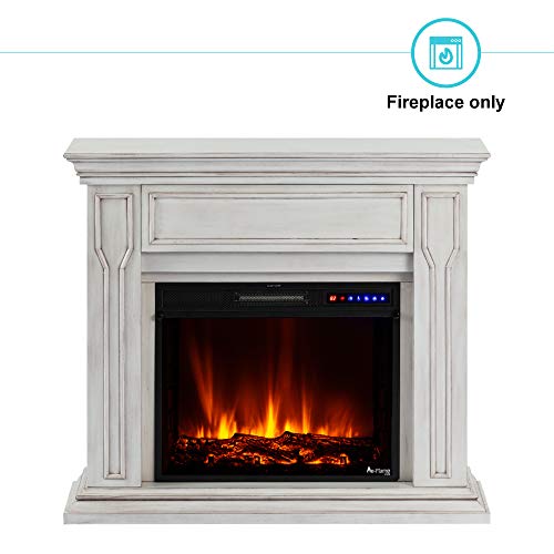 e-Flame USA Breckenridge 25"x20" LED Electric Fireplace Stove Insert with Remote - 3D Logs and Fire (Black)