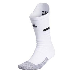 adidas unisex adizero football cushioned crew socks (1-pair), white/black, large