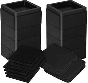 utopia bedding bed risers 2 inch - pack of 8 - furniture risers with anti slip foam & rubber pad - stackable bed lifts risers heavy duty for sofa, bed, table, couch & chair (black)