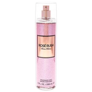paris hilton rose rush body spray for women | floral and fruity fragrance | notes of rose petals, papaya and amber | feminine, flirty and long-lasting | 8 oz
