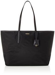 tumi - voyageur everyday tote bag - nylon tote bag for women with water bottle pocket, phone pocket, and leather handles - black
