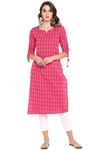 janasya indian women's pink pure cotton kurta(jne3405-kr-s)