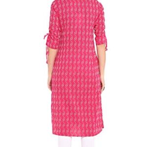 Janasya Indian Women's Pink Pure Cotton Kurta(JNE3405-KR-S)