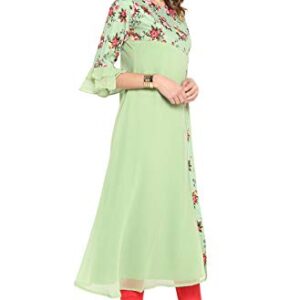 Janasya Indian Women's Light Green Poly Crepe Kurta(JNE3368-KR-XL)