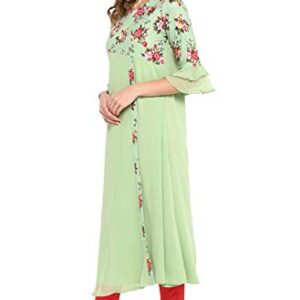 Janasya Indian Women's Light Green Poly Crepe Kurta(JNE3368-KR-XL)