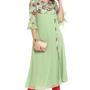 Janasya Indian Women's Light Green Poly Crepe Kurta(JNE3368-KR-XL)