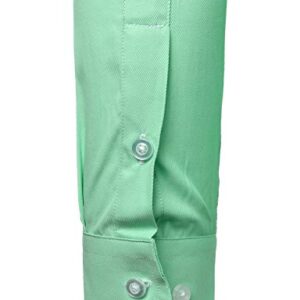 ZEROYAA Men's Long Sleeve Micro Twill Dress Shirt Basic Slim Fit Button Up Business Formal Shirts with Pocket ZYSGCL02 Light Green Large