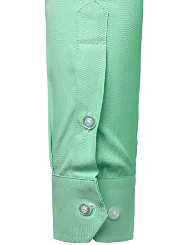 ZEROYAA Men's Long Sleeve Micro Twill Dress Shirt Basic Slim Fit Button Up Business Formal Shirts with Pocket ZYSGCL02 Light Green Large