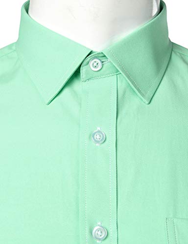 ZEROYAA Men's Long Sleeve Micro Twill Dress Shirt Basic Slim Fit Button Up Business Formal Shirts with Pocket ZYSGCL02 Light Green Large