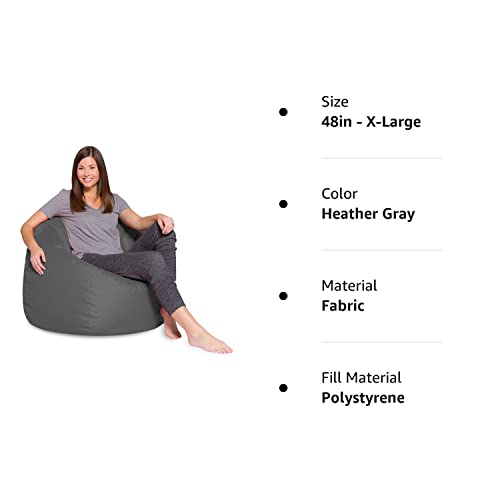 Posh Beanbags Bean Bag Chair, X-Large-48in, Heather Gray