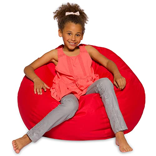 Posh Beanbags Bean Bag Chair, Large-38in, Solid Red