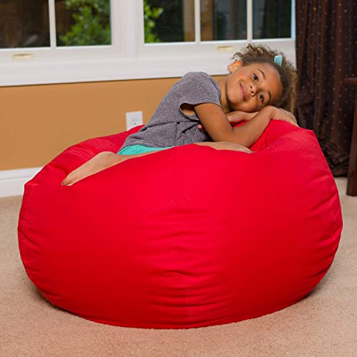 Posh Beanbags Bean Bag Chair, Large-38in, Solid Red