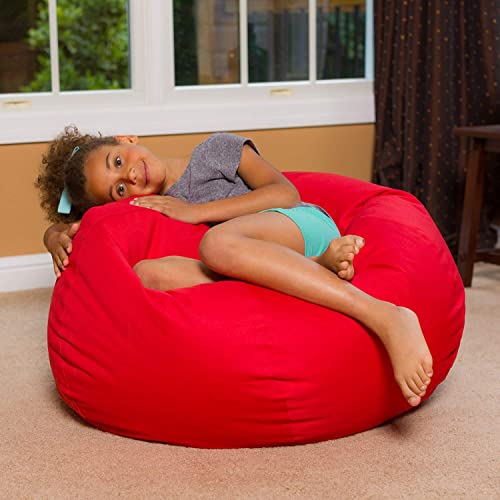 Posh Beanbags Bean Bag Chair, Large-38in, Solid Red