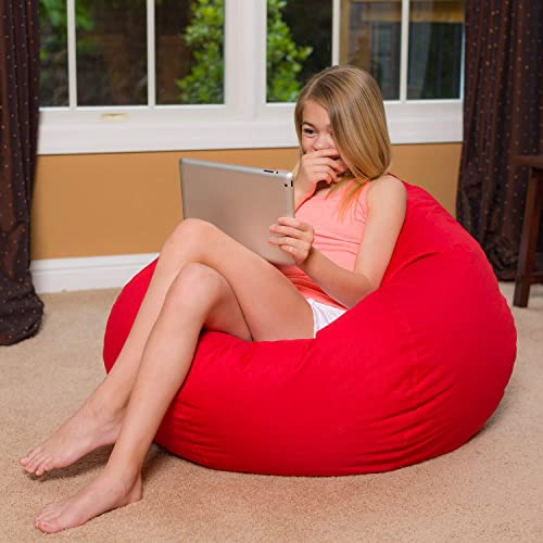 Posh Beanbags Bean Bag Chair, Large-38in, Solid Red