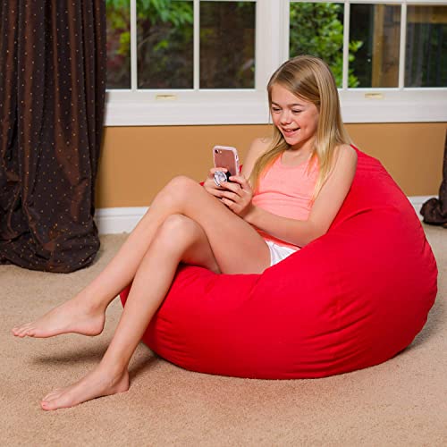 Posh Beanbags Bean Bag Chair, Large-38in, Solid Red