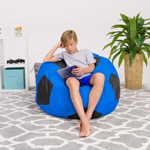 Posh Beanbags Bean Bag Chair, X-Large-48in, Sports Soccer Ball Blue and Black