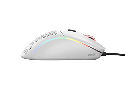 Glorious Gaming Mouse - Glorious Model D Honeycomb Mouse - Superlight RGB PC Mouse - 68 g - Matte White Wired Mouse