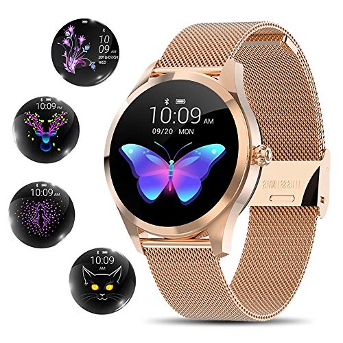 Smart Watch for Women,Elegant&High-end Sylish Stainless Steel IP68 Waterproof Smartwatch Fitness Tracker with Heart Rate Sleep Monitoring Calories Activity Tracker,Gift for Lady Girls (Elegant Gold)