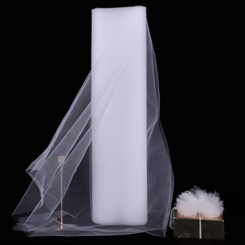 HAVII 54" x 20 Yards (60 ft) White Tulle Rolls Bolt for Wedding Birthday Party Decoration Tutu Table Skirt Tulle Fabric Spool Wrapping Ribbon DIY Crafts