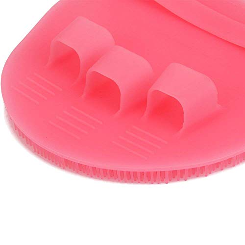 1 Pack Soft Silicone Body Scrubber Food-grade Exfoliating Glove Shower Cleansing Brush, SPA Massage Skin Care Tool, for Sensitive and all Kinds of Skin (Pink)