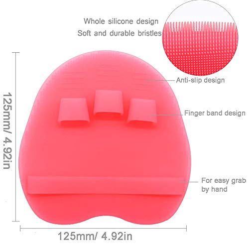 1 Pack Soft Silicone Body Scrubber Food-grade Exfoliating Glove Shower Cleansing Brush, SPA Massage Skin Care Tool, for Sensitive and all Kinds of Skin (Pink)