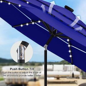 ABCCANOPY Solar Led Patio Umbrellas 3-Tiers 11FT (Blue)