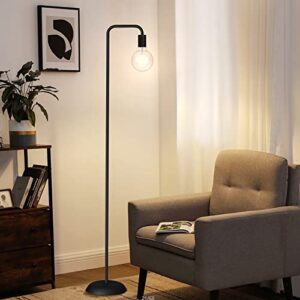 QiMH Industrial Floor Lamp with Light Bulb,Metal Tall Standing Lamp,Tall Modern Black Led Floor Lamp for Home Decor,Bedroom,Reading,Office