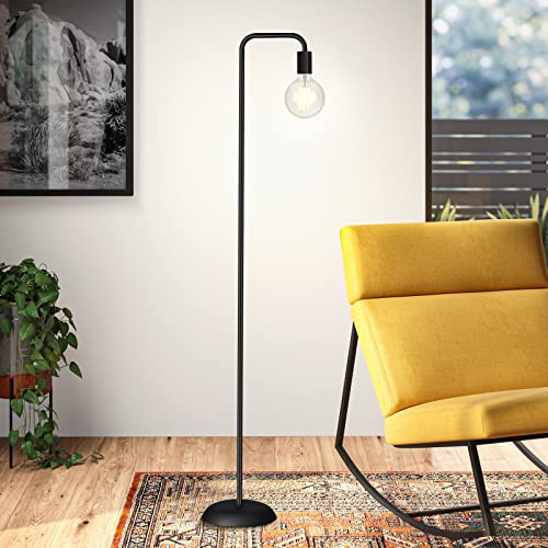 QiMH Industrial Floor Lamp with Light Bulb,Metal Tall Standing Lamp,Tall Modern Black Led Floor Lamp for Home Decor,Bedroom,Reading,Office