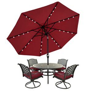 mastercanopy patio umbrella with 32 solar led lights for outdoor market table -8 ribs(7.5ft,burgundy)