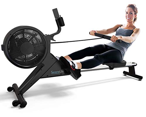 SereneLife Smart Rowing Machine-Home Rowing Machine with Smartphone Fitness Monitoring App-Row Machine for Gym or Home Use-Rowing Exercise Machine Measures Time, Stride, Distance, Calories Burned.