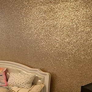 DHHOUSE Self Adhesive Champagne Gold Chunky Glitter Wallpaper, Sparkle Glitter Wallpaper for Wall (17.4in x 16.4ft, Champagne Gold)