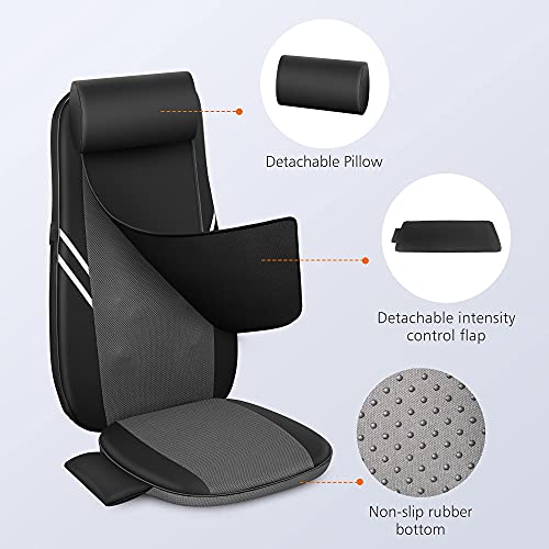 Snailax Back Massager with Heat,Shiatsu Massage Seat Cushion,8 Flexible Nodes Massage for Full Back Massage Chair Pad,Chair Massager for Office,Home Use