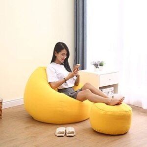 bean bag chair computer chair beanless bag recliner washable memory foam bag plush ultra soft stuffed animal storage cover footstool seat lounge chair(beanbag cover only)(yellow, 43×40in)